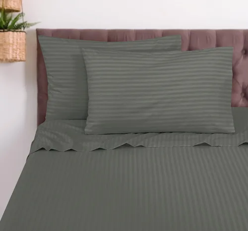 Vista 8 de ROYALE LINENS Juego de sábanas de 3 piezas individual XL, microfibra suave cepillada de 1800, 1 sábana bajera, 1 sábana encimera, 1 funda de Stripe
