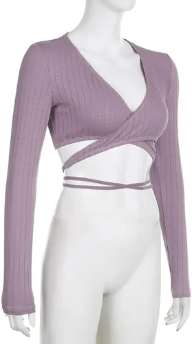 Vista 6 de Y2k Tops Balletcore Ropa estética de manga larga para mujer, ropa sexy de coquette