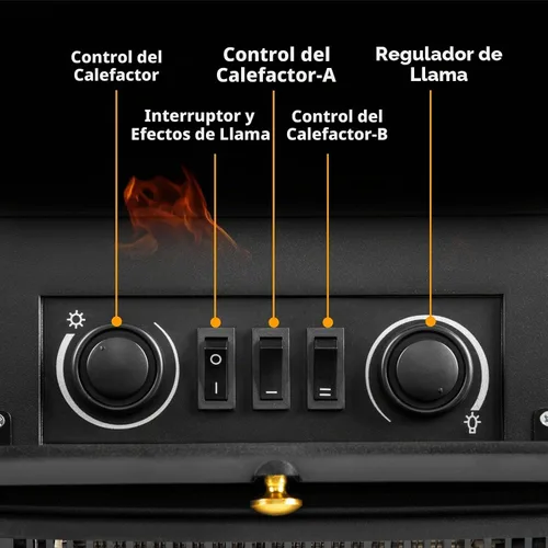 Vista 3 de Xbeauty Estufa Eléctrica de Chimenea de Interior de 22", Calentador de Chimenea Independiente con Brillo de Llama 3D Ajustable, Control