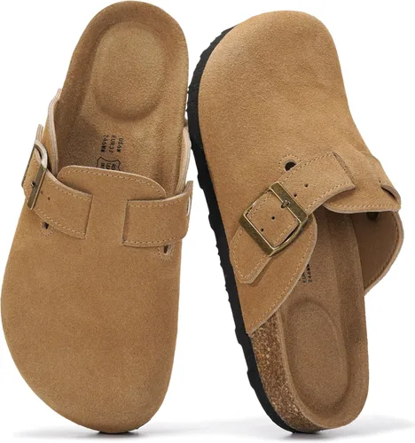 Vista 3 de Project Cloud Benton - Zuecos con plantilla de cuero genuino para mujer, pantuflas de espuma viscoelástica con soporte de arco, sandalias de moda