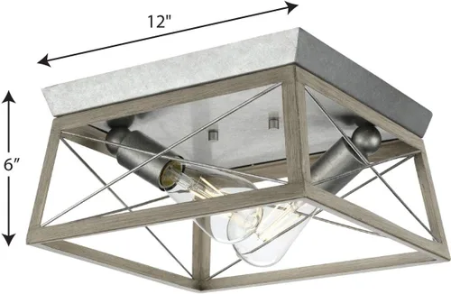 Vista 12 de Progress Lighting Briarwood Collection - Lámpara de techo de 2 luces, lámpara de techo empotrada para luces interiores de cocina, pasillo Acabado
