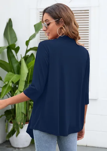 Vista 5 de Heymoments Women's Lightweight Open Front Cardigans 34 Sleeve Casual Soft Drape Fall Cardigan S-2XL