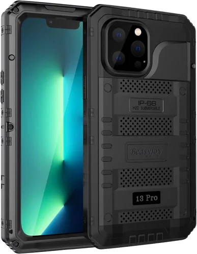 Vista 36 de Beasyjoy Funda impermeable para iPhone 13, funda de metal con protector de pantalla integrado, resistente protección de cuerpo completo, grado