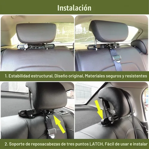Vista 4 de Soporte Universal para Reposacabezas de Coche, Montaje ISOFIX, Pestillo, Kit de Anclaje para Asiento Infantil, Soporte para Reposacabezas