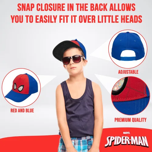 Vista 4 de Marvel Spiderman Hat for Boys, Breathable Spiderman Baseball Cap for Toddlers, Boys Ages 3-9