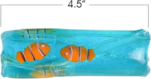 Vista 3 de ArtCreativity Juego de 3 juguetes para ansiedad con figuras de pez payaso y purpurina en el interior, juguetes para aliviar el estrés para niños