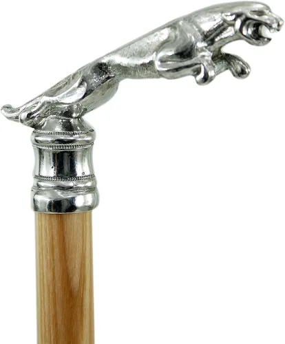 Vista 3 de Italia - Bastón personalizado - Longitud de color 38 pulgadas grabado nombre - Madera metal - Artesanos italianos - Jaguar - Elegante ceremonia