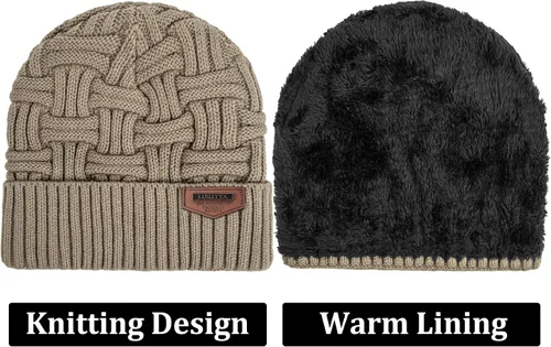 Vista 68 de Loritta Gorro de invierno cálido de punto grueso y holgado para hombre