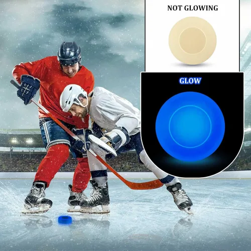 Vista 7 de Deekin Disco de hockey sobre hielo que brilla en la oscuridad, discos de fiesta de piso, disco de hockey callejero a granel para jóvenes y adultos