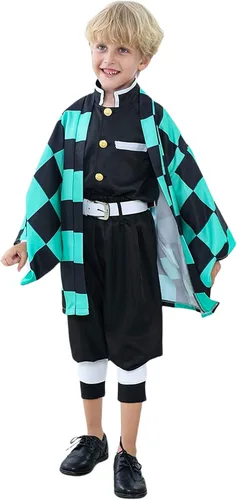Vista 2 de Anime Tanjiro Cosplay Costume kimono Christmas Thanksgiving Day Cloak Outfit Halloween Dress Uniform for Boys Kids Men