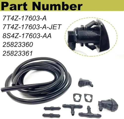 Vista 2 de Kit de boquillas del limpiaparabrisas delantero de repuesto para Ford Focus 08-11 Ford Edge 07-11 Lincoln MKX 07-10 Chorro lavaparabrisas y manguera