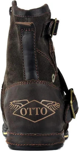 Vista 3 de OSSTONE Botas Moto para Hombre de Moda con Cremallera Botas de Cuero Chukka Casuales Estilo Retro OS-5008-1-DA1B1
