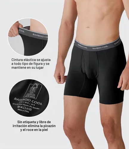 Vista 4 de BAMBOO COOL Men's Underwear Boxer Briefs Soft Breathable Underwear (4 or 7 Pack)
