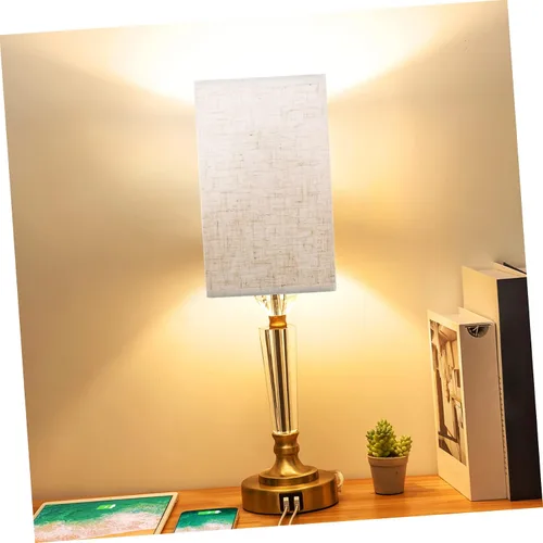 Vista 6 de Pantalla de tambor para base, fácil montaje, lámpara de pared, pantalla de escritorio y mesita de noche, acabado de lino natural