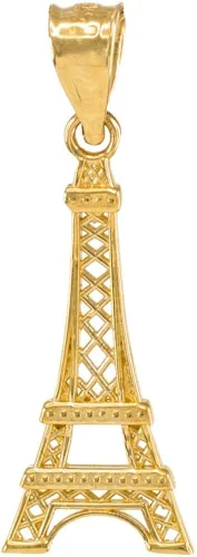 Vista 3 de Collar con colgante de oro fino de 10 quilates de la torre Eiffel