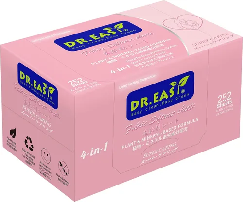 Vista 11 de DR.EASY - Hojas de secado a base de plantas, fórmula de 252 unidades, azul océano, hojas suavizantes para lavandería, sin perfume, sin colorantes