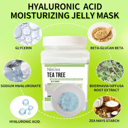 Vista 8 de Mascarilla facial de gelatina de árbol de té de 24 quilates para tratamientos faciales, hidratante, antienvejecimiento y nutritiva, máscaras