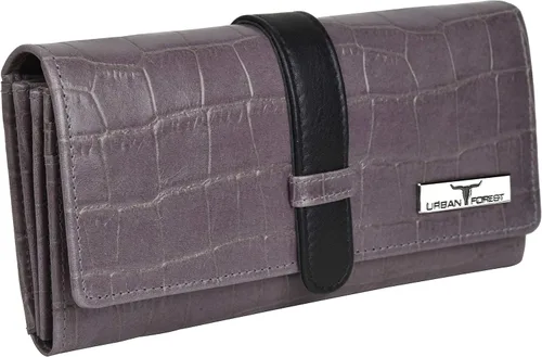 Vista 5 de Urban Forest Cartera de piel con bloqueo RFID Danny para mujer, GrisNegro