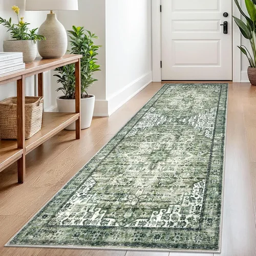 Vista 121 de SIILOOM Alfombra lavable de 2 x 3 pies, alfombra suave color taupe ceniza para entrada, tapete antideslizante para puerta de interior, tapete