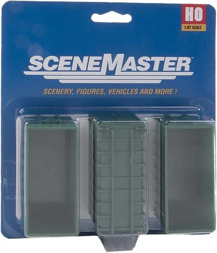 Vista 2 de Walthers SceneMaster Contenedores de basura grandes-Green pkg(3) 949-4100 HO Scale Model Railroad - Kit de escenario