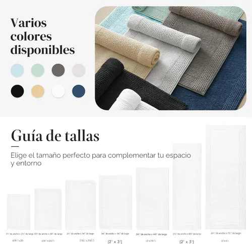 Vista 5 de Madison Park Splendor - Alfombra de baño reversible 100% algodón, 20 x 30 Blanco