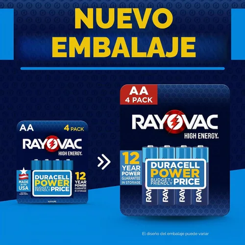 Vista 2 de Rayovac - Pilas AA de alta energía (paquete de 48 unidades), batería alcalina doble AA