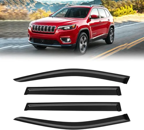 Vista 41 de Protectores de lluvia en canal para Jeep Grand Cherokee L 2021-2026, protectores de visera de ventana, deflector de ventilación, sombra viento humo