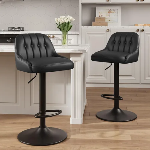 Vista 22 de MALOL Bar Stools Set of 1, Swivel Bar Chairs, Modern Adjustable PU Leather Upholstered Barstools Counter Height with Tufted Back for Bar, Kitchen