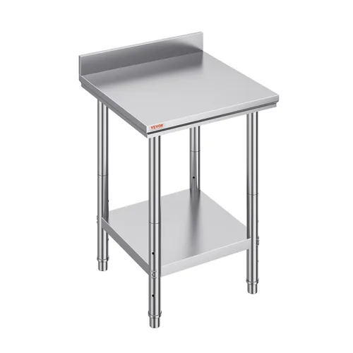 Vista 11 de Vevor Mesa de trabajo de acero inoxidable con ruedas de 24 x 12 x 32 pulgadas, mesa de preparación con 4 ruedas, mesa de trabajo resistente