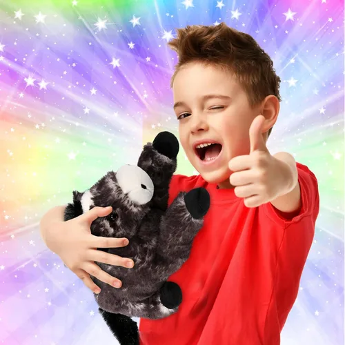 Vista 2 de DolliBu - Caballo de peluche negro suave y abrazable, adorable juguete de juego para niños y niñas, lindo regalo de animales de granja para niños