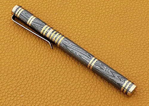 Vista 6 de SMART & SHARP Hecho a mano personalizado Damasco acero pluma tinta azul escritura pluma punta de bola. SS-17337 (negro)