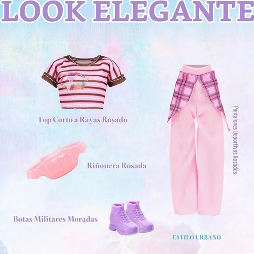 Vista 6 de 5 elegantes trajes de muñeca y 10 accesorios para muñecas de 11.5 pulgadas Negro