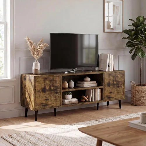 Vista 13 de JUMMICO Soporte de TV moderno Mid-Century con almacenamiento, 50 pulgadas Gris