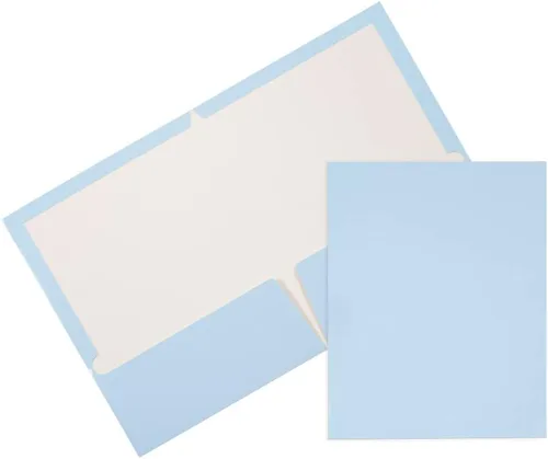 Vista 17 de JAM PAPER Carpetas brillantes laminadas con dos bolsillos, color azul bebé, paquete de 3