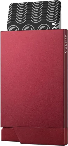 Vista 10 de VULKIT Tarjetero desplegable minimalista para tarjetas de crédito, bloqueo RFID, funda delgada de metal para hombres o mujeres (negro)