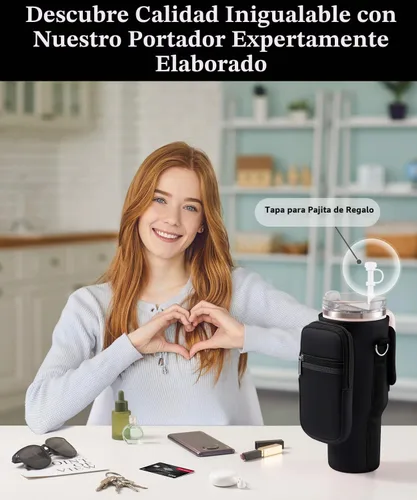 Vista 5 de Bolsa de transporte con bolsillo para teléfono para vaso Stanley de 40 onzas con asa y vaso Simple Modern de 40 onzas - Funda tipo bandolera