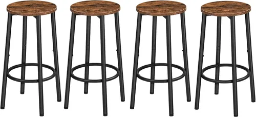Vista 9 de HOOBRO Taburetes de bar, juego de 2 sillas de bar, taburetes altos redondos para cocina con reposapiés, taburetes de barra de desayuno, marco