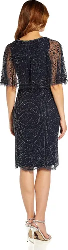 Vista 2 de Adrianna Papell Vestido tubo de cuentas con capa para mujer