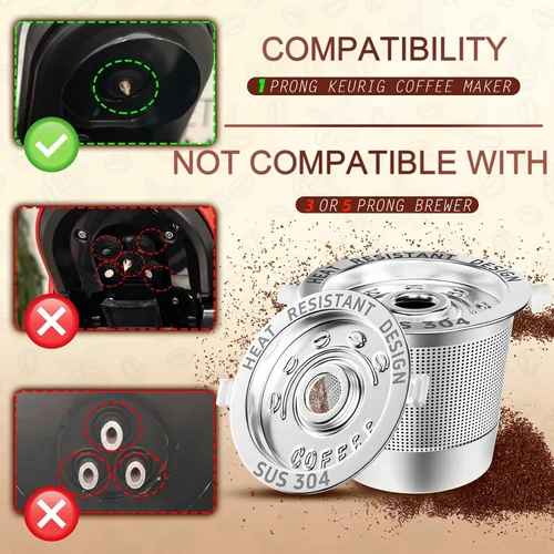 Vista 2 de 1 paquete de cápsulas de café reutilizables K Cups para Keurig 1.0: cápsulas de café reutilizables de acero inoxidable para cápsulas de café Keurig