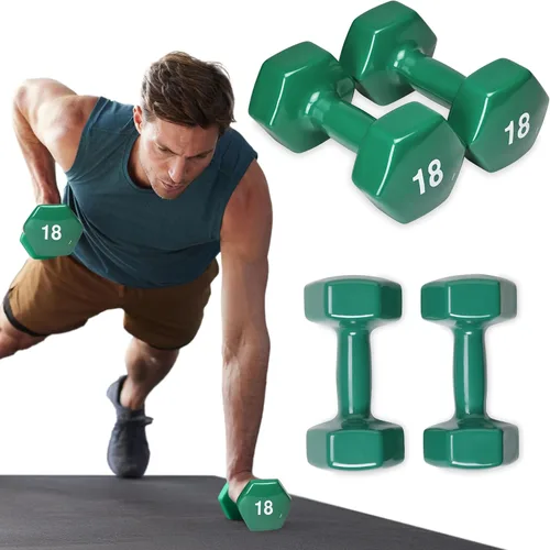 Vista 7 de SPRI Juego de 2 mancuernas de mano con revestimiento de vinilo para ejercicio y fitness, equipo de gimnasio en casa, entrenamiento de fuerza, pesas