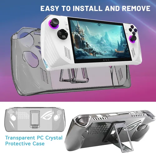 Vista 4 de Clear Protective Case for Rog Ally with Kickstand, Transparent PC Crystal Protective case,Accessories for Rog Ally