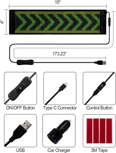 Vista 4 de Letrero LED Programable de Alto Brillo con Desplazamiento Letreros USB 5V Panel de Matriz LED Control de APP Inteligente DIY Patrones de Texto