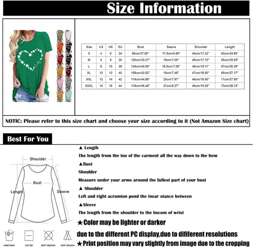Vista 4 de St. Patricks Day Shirt for Womens Shamrock Patterned T-Shirt Irish Printed Shirts Short Sleeve Graphic Tees Tops