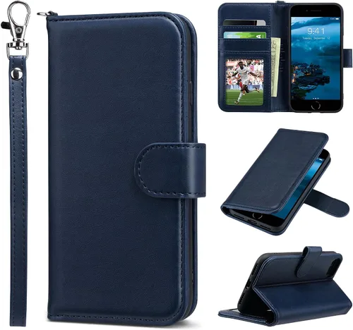 Vista 21 de ULAK Funda tipo cartera para iPhone SE (2022)/SE (2020)/8/7, tarjetero con Brillo
