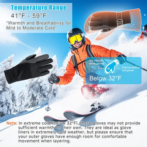 Vista 5 de Cierto Guantes de invierno para pantalla táctil guantes térmicos resistentes al agua resistentes al agua cálidos y ligeros para hombres y mujeres