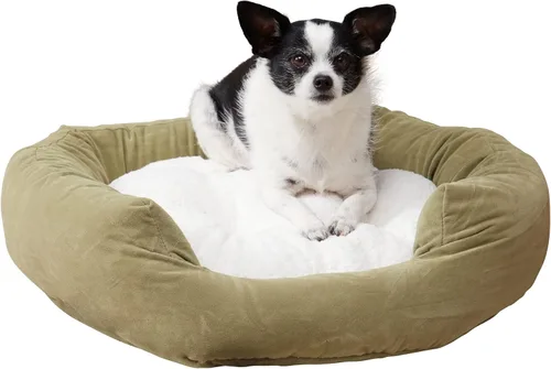 Vista 11 de Maddie Donut - Cama para perro con almohada central extraíble, color crema, pequeña (24 x 24 pulgadas)