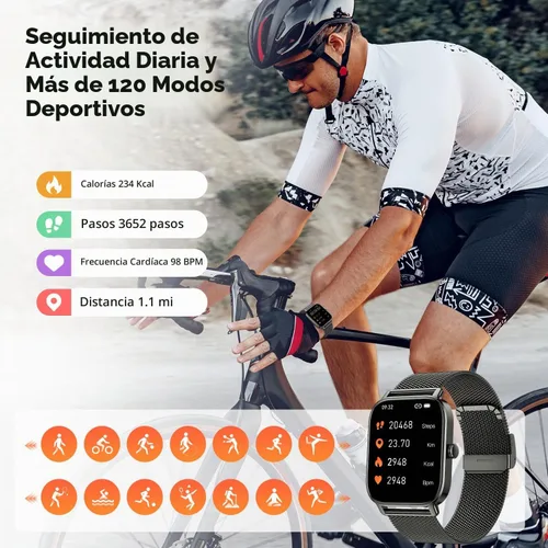 Vista 4 de Reloj inteligente para hombres y mujeres, rastreador de ejercicio: resistente al agua, respuesta de llamadas Bluetooth, haz relojes inteligentes
