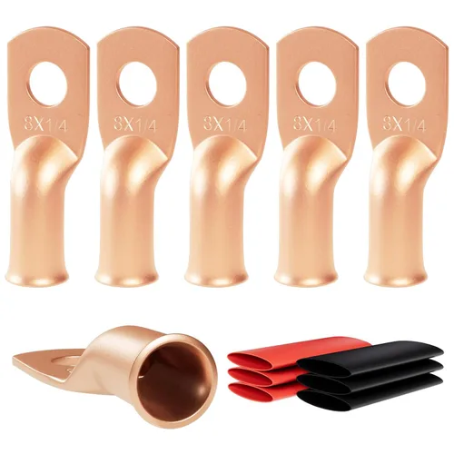Vista 53 de 6 piezas 1/0 AWG - 1/2" (M12) Sanuke Terminales de anillo para cable de alambre con conectores de extremos resistentes para cable de batería, ojales