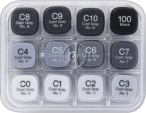 Vista 8 de Copic Juego de marcadores de 12 piezas gris frío