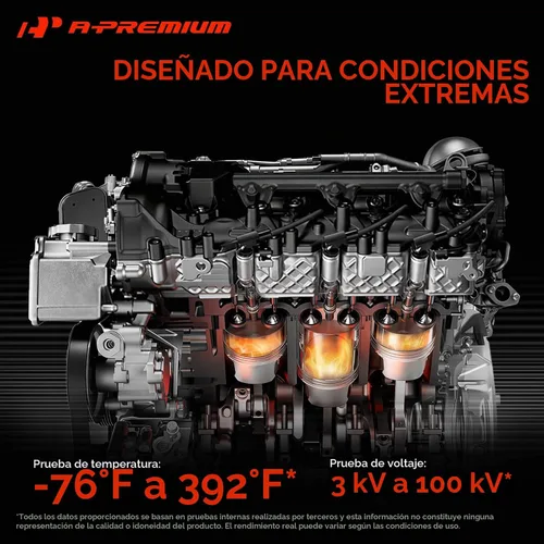 Vista 7 de A-Premium Juego de 4 cables de bujía de 0.276 in, 2.0L L4 compatibles